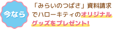 「みらいのつばさ」資料請求でハローキティのオリジナルグッズをプレゼント!