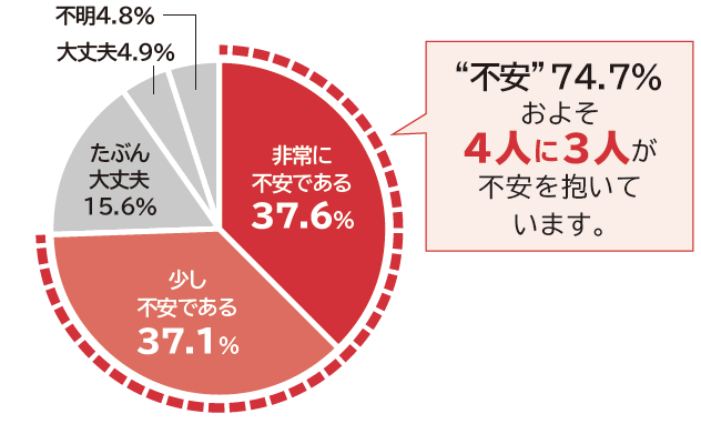 世帯主が就労不能となった場合の生活資金に対する安心感・不安感