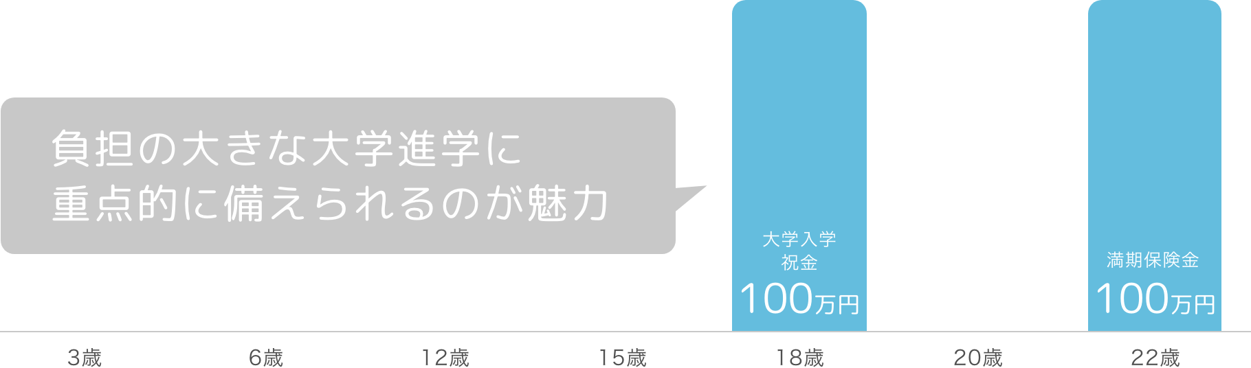 負担の大きな大学進学に重点的に備えられるのが魅力