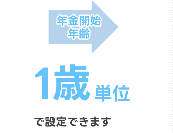 年金開始年齢 1歳単位で設定できます
