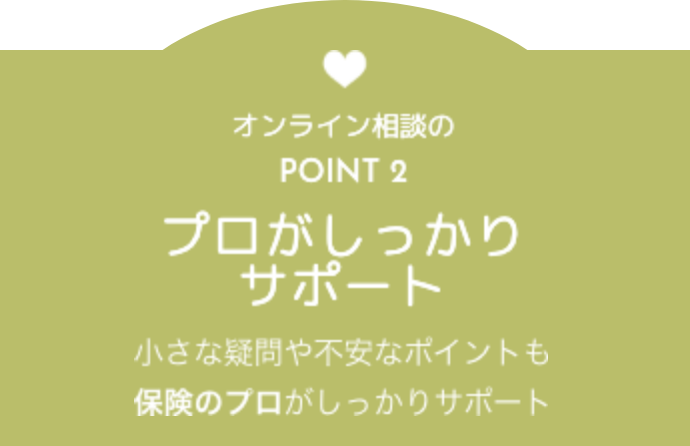 オンライン相談のPOINT 2 プロがしっかりサポート 小さな疑問や不安なポイントも保険のプロがしっかりサポート