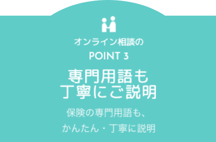オンライン相談のPOINT 3 専門用語も丁寧にご説明 保険の専門用語も、かんたん・丁寧に説明